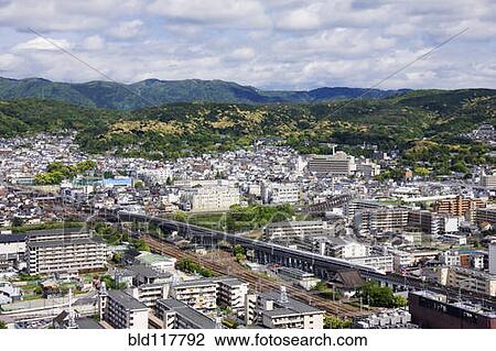 Stock Image - Aerial Japanese Cityscape. Fotosearch