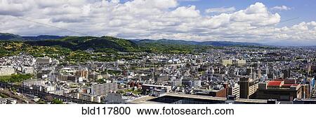 Stock Image - Aerial Japanese Cityscape. Fotosearch