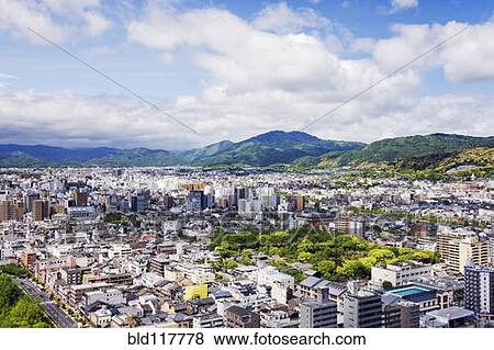 Stock Photo - Aerial Japanese Cityscape. Fotosearch
