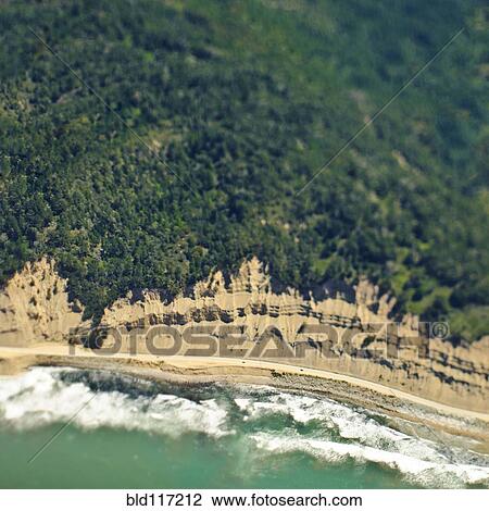 Stock Image - Aerial View of a Coastal Road. Fotosearch
