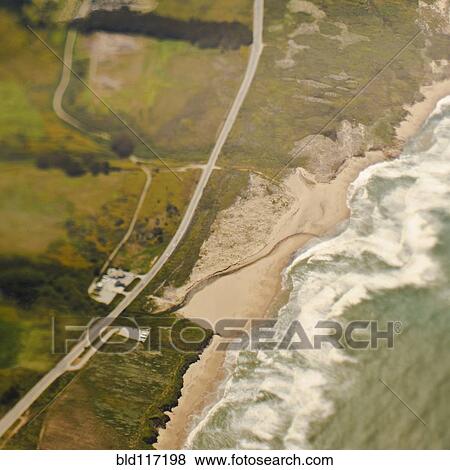 Aerial View of a Coastal Road View Large Photo Image Stock Photo - Aerial View of a Coastal Road. Fotosearch