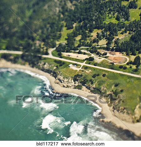 Aerial View of a Coastal Road View Large Photo Image Stock Photo - Aerial View of a Coastal Road. Fotosearch