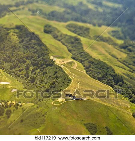 Stock Photo - Aerial View Of A Dirt Road. Fotosearch