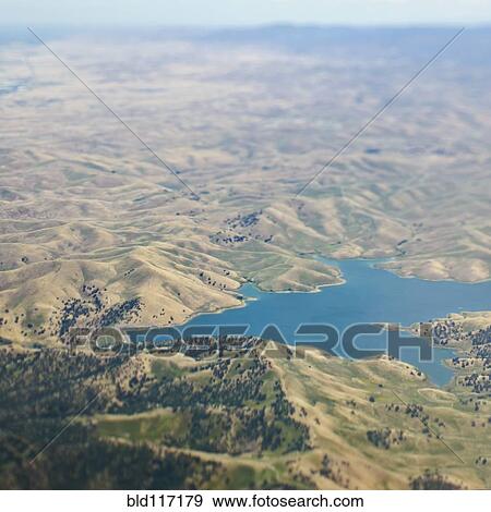 Stock Photo - Aerial View of a Lake In Rural Setting. Fotosearch