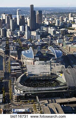Aerial View of Seattle Stadiums View Large Photo Image Stock Image - Aerial View of Seattle Stadiums. Fotosearch