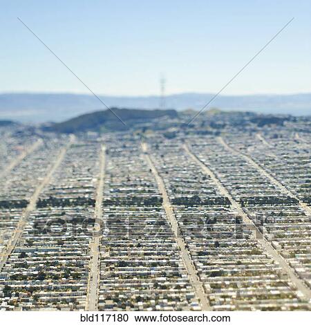 Stock Image - Aerial View of Suburban Tract Housing. Fotosearch