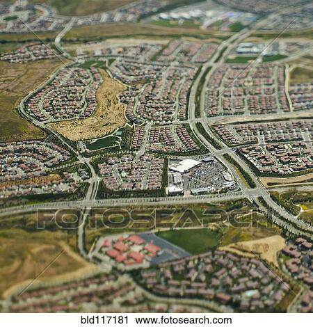 Stock Image - Aerial View of Suburban Tract Housing. Fotosearch
