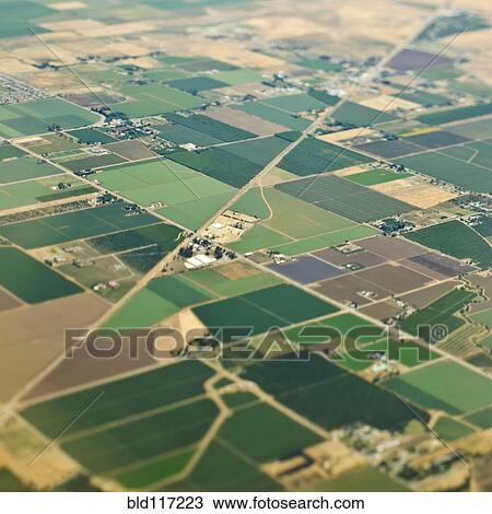 Stock Image - Aerial View Roads in an Agricultural Community. Fotosearch