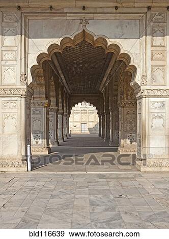Stock Photo - Arched Hallway at the Red Fort Complex. Fotosearch