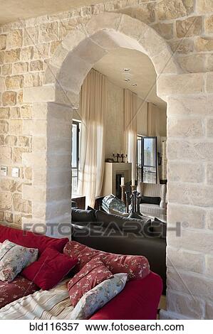 Arched Window in a Living Room View Large Photo Image Stock Photo - Arched Window in a Living Room. Fotosearch