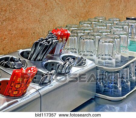Arranged Glasses and Silverware View Large Photo Image Stock Photo - Arranged Glasses and Silverware. Fotosearch