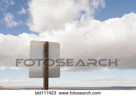 Stock Image - Back of Road Sign and Sky. Fotosearch