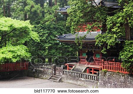 Stock Image - Base Floor of an Asian Pagoda. Fotosearch
