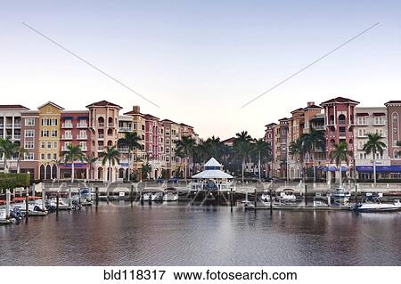 Bayfront Shopping Center and Marina View Large Photo Image Stock Photo - Bayfront Shopping Center and Marina. Fotosearch