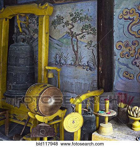 Stock Photo - Bells And Drum in a Shrine. Fotosearch
