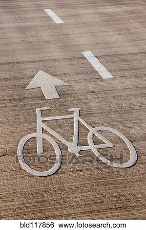 Stock Photograph - Bicycle Lane Directions. Fotosearch