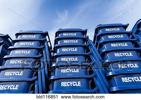 Blue Recycle Bins View Large Photo Image Stock Image - Blue Recycle Bins. Fotosearch