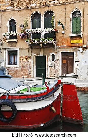 Stock Image - Boat in Canal. Fotosearch