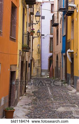 Picture - Bosa harbor and waterfront. Fotosearch