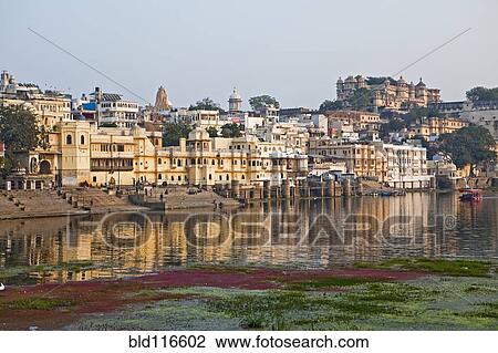 Buildings and Bathing Ghat on Lake Pichola View Large Photo Image Stock Image - Buildings and Bathing Ghat on Lake Pichola. Fotosearch
