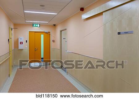 Stock Image - Carpeted Hospital Hallway. Fotosearch