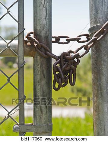 Stock Image - Chained Park Gate. Fotosearch
