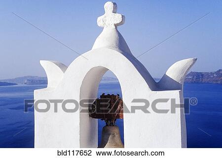 Stock Image - Church in Town of Thira (Santorini). Fotosearch