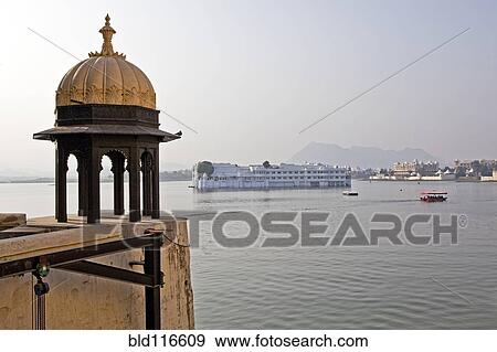 Stock Photo - City Palace Dome and Lake Pichola. Fotosearch
