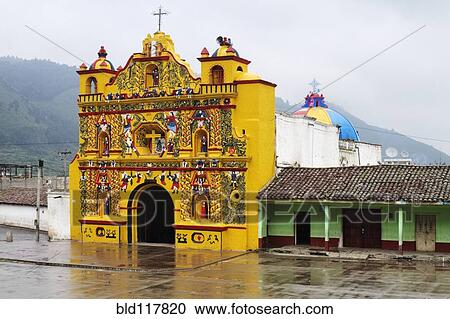 Colorful Church of San Andres Xecul View Large Photo Image Stock Image - Colorful Church of San Andres Xecul. Fotosearch