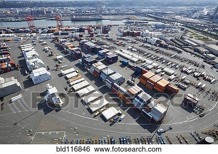 Containers At Port Staging Area View Large Photo Image Stock Photograph - Containers At Port Staging Area. Fotosearch
