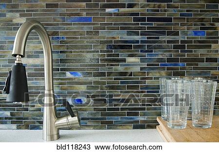 Stock Image - Contemporary Kitchen Sink. Fotosearch