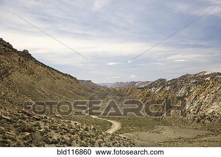 Stock Image - Dirt Road In Between Hills. Fotosearch