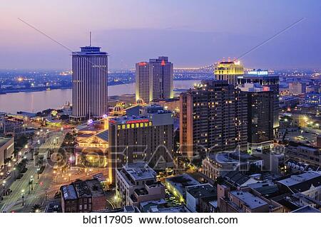 Downtown New Orleans at Dusk View Large Photo Image Stock Photography - Downtown New Orleans at Dusk. Fotosearch
