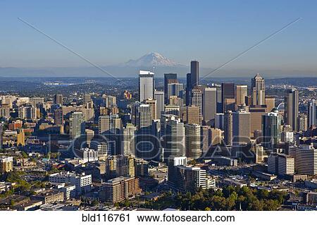 Downtown Seattle And Mt. Rainier View Large Photo Image Stock Image - Downtown Seattle And Mt. Rainier. Fotosearch