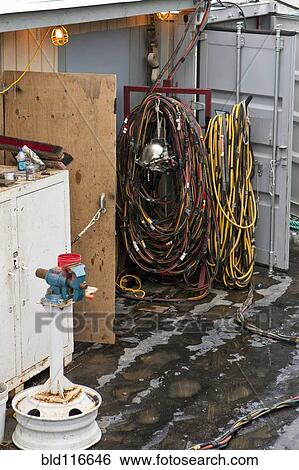 Stock Photograph - Electrical Cables at a Building Maintenance Office. Fotosearch