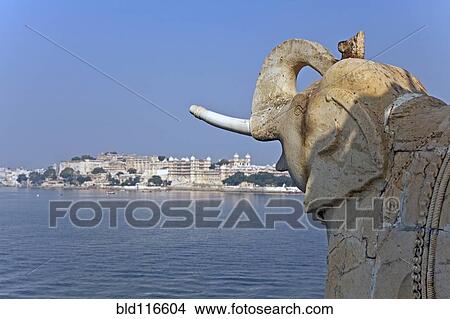 Elephant Sculpture at Lake Pichola View Large Photo Image Picture - Elephant Sculpture at Lake Pichola. Fotosearch