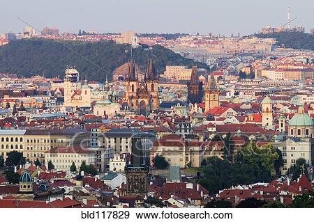 Elevated View of Old Town Prague View Large Photo Image Stock Photo - Elevated View of Old Town Prague. Fotosearch