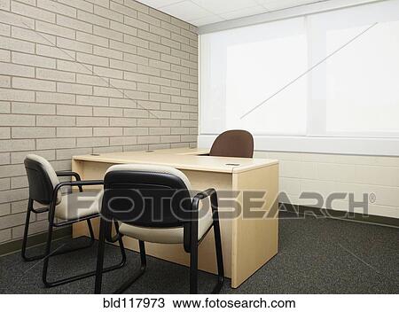 Stock Image - Empty Desk in an Office. Fotosearch