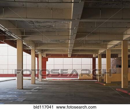 Stock Image - Empty Open-Air Parking Garage. Fotosearch