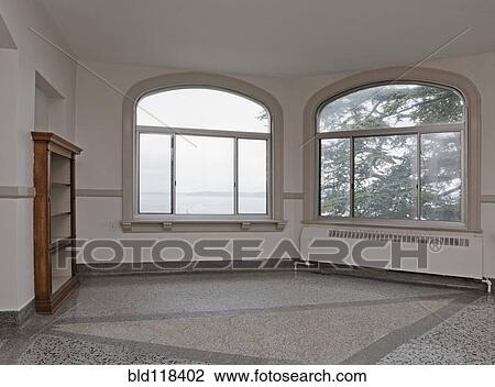 Empty room in turret with windows and marble floor View Large Photo Image Stock Image - Empty room in turret with windows and marble floor. Fotosearch