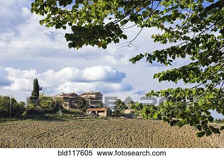 Stock Photography - Farmhouse and Field. Fotosearch