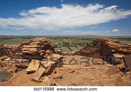 Stock Photo - Flagstone Ruins Overlooking Valley. Fotosearch