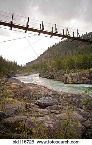 Footbridge Crossing River View Large Photo Image Stock Photo - Footbridge Crossing River. Fotosearch