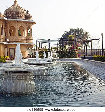 Stock Photo - Fountains and Gardens at Jag Mandir Palace. Fotosearch
