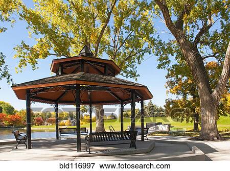 Stock Photo - Gazebo Under Trees. Fotosearch