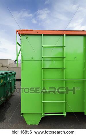 Green And Orange Garbage Container View Large Photo Image Stock Photograph - Green And Orange Garbage Container. Fotosearch