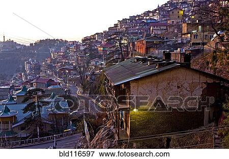 Hillside Homes in Shimla, India View Large Photo Image Stock Photo - Hillside Homes in Shimla, India. Fotosearch