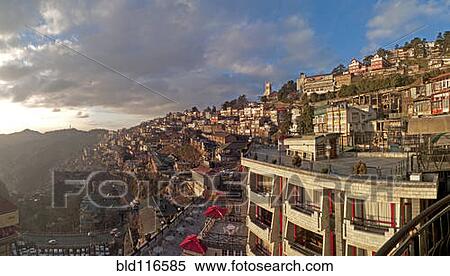 Stock Photography - Hillside Homes in Shimla, India. Fotosearch
