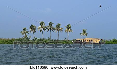 Stock Image - Houseboat at Sea. Fotosearch