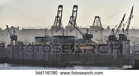 Stock Image - Industrial Harbor Scene. Fotosearch